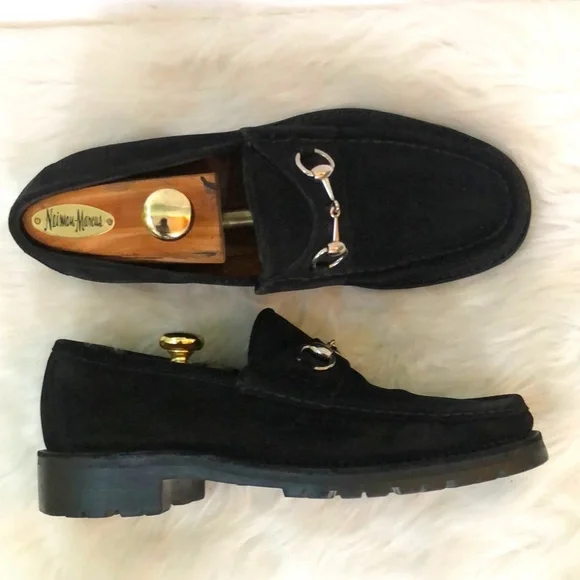 Gucci Authentic Black Suede Horse-bit Loafers, Size 10
